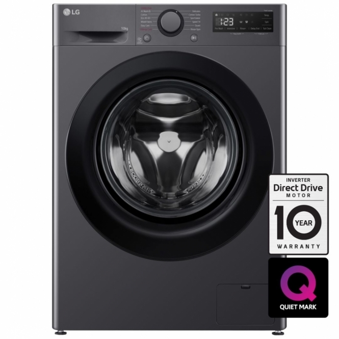 LG LG F4Y510GBLN1 10kg, 1400rpm, A Energy Rating, Freestanding Washing Machine, Slate Grey