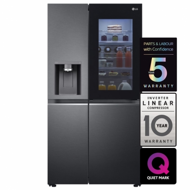 LG LG GSXV91MCAE InstaView™ ThinQ™ E Energy Rating American Fridge Freezer, Matte Black